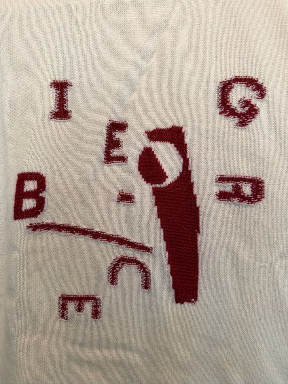 Men’s Iceberg Cream Knit oversized Sweater with red logo size medium